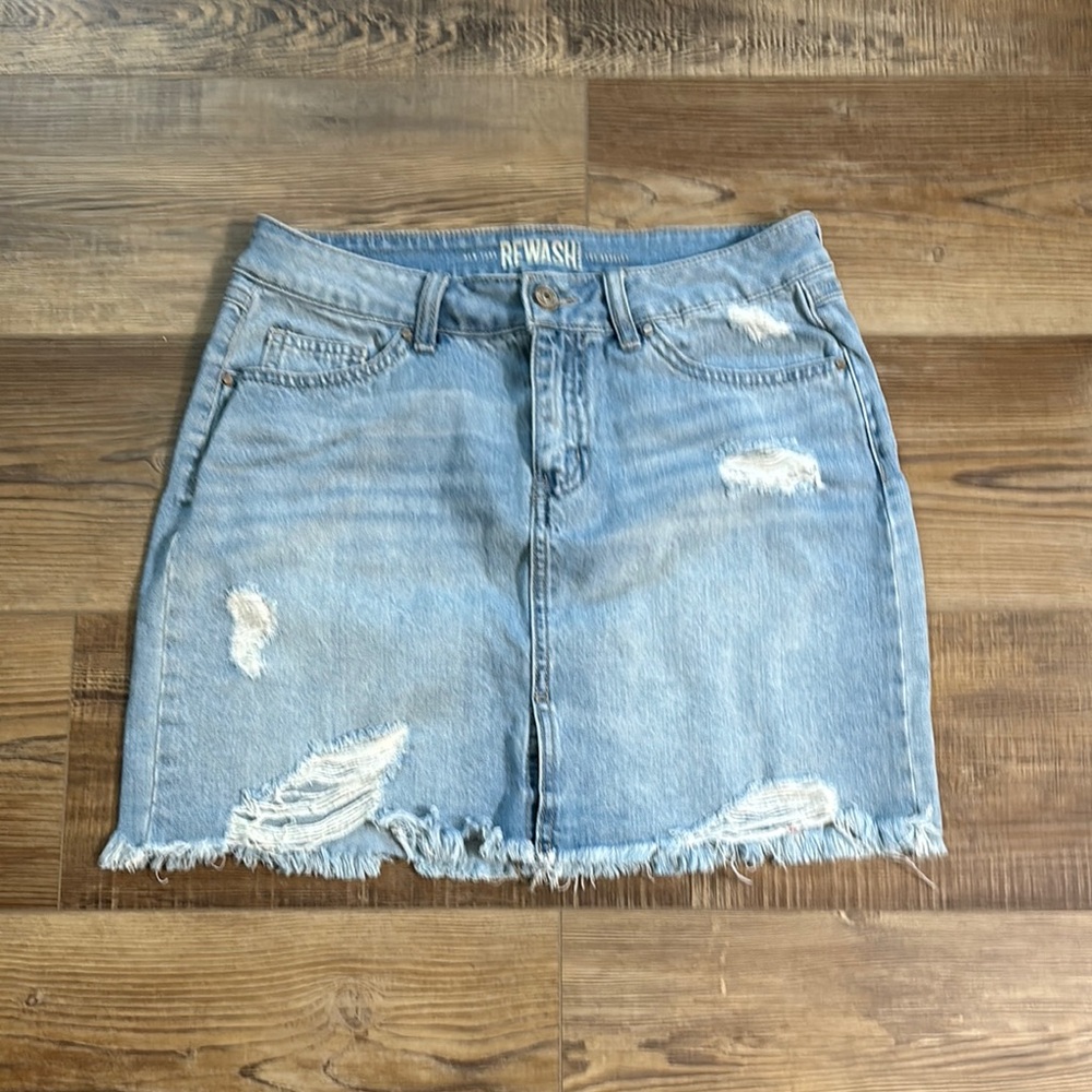 Rewash Blue Mini Skirt Casual Distressed